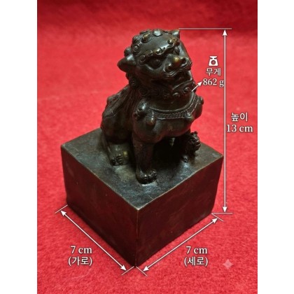 [묵직한 대형] 동재질 해태(사자) 인장 도장 / 인테리어 풍수 소품 (862g)