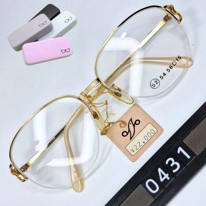 골드 여성용 반무테 7106 안경테 52mm 일본 빈티지 데드스톡 수입 패션 아이웨어 클래식 레트로 복고 아메카지