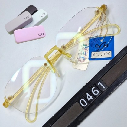 5g 초경량 NEO FLEX N-302-1 무테 안경테 55mm 옐로우 일본 빈티지 데드스톡 미사용 레트로 패션