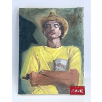 뉴욕 화가 MAX Ginsburg 카우보이 모자 유화 그림