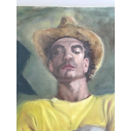 뉴욕 화가 MAX Ginsburg 카우보이 모자 유화 그림